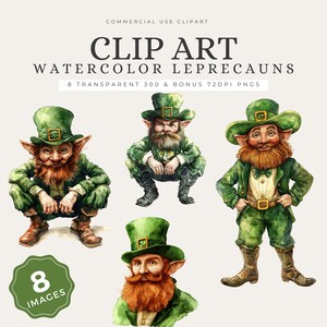 St. Patrick’s Day Leprechaun Clipart, Irish Gnome PNG, Watercolor St. Patty’s Day Digital Art, Leprechaun Printables, Cards & Crafts – CAS34