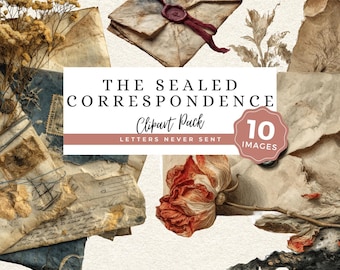 Vintage Letter PNG Clipart, Sealed Correspondence, Junk Journal Ephemera