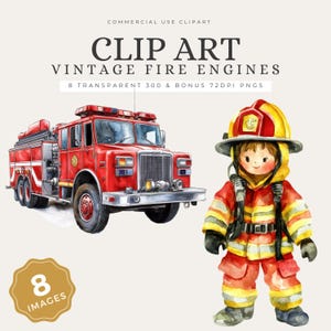 Fire Engine Nursery Clip Art, Firefighter Clipart Bundle, Fireman & Fire Truck PNGs, Fireman and Fire Station Graphics, Commercial Use—CA35
