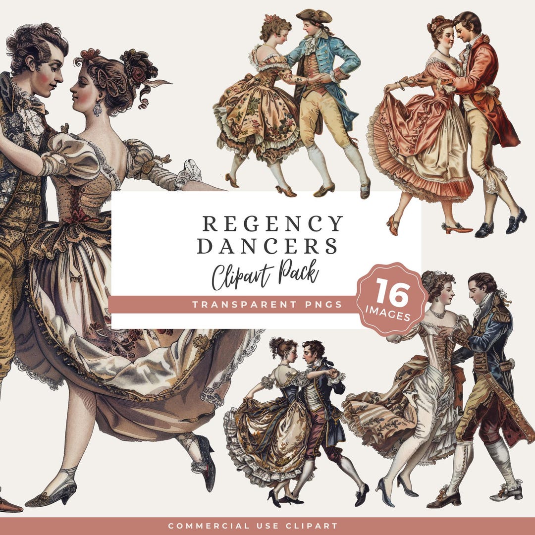 Regency Dancers Clipart PNG, Vintage Ballroom Couple Illustration ...