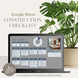 Building Construction Checklist, Contractor Spreadsheet, Project Planner, Home Build Schedule, Job Site Tracker, Google Sheet – BP04