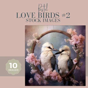 Pastel Lovebirds Clipart Bundle – Pairs of Lovebirds with Flowers, Valentine’s Day Printable, Watercolor Bird Couples for Cards, Craft—STK12