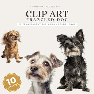 Frazzled Dog Clipart, Quirky Watercolor Dogs, Funny Cartoon Dog Art, Dog PNG Bundle, Junk Journal Clipart, Cardmaking, Digital Download—CA38