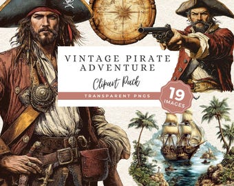 Pirate PNG Clipart, Vintage Treasure Island Graphics, Nautical Adventure Art