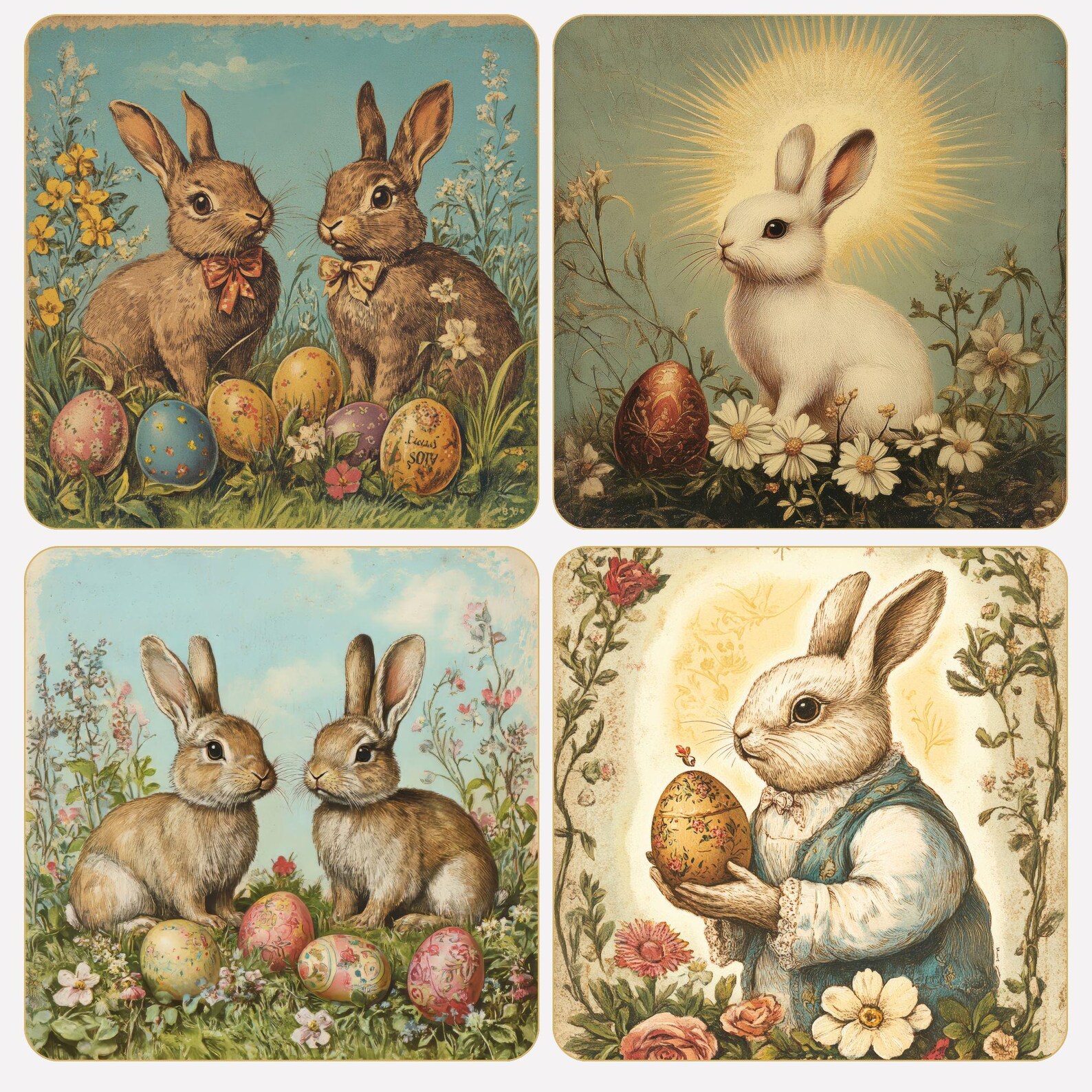 Vintage Easter Bunny Clipart Set for Crafters Who Love Shabby Chic ...