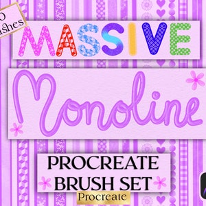 Procreate 100 Monoline Brushes, Procreate Lettering Brushes, Procreate Glitter Brushes, Texture Brushes, Calligraphy Brush,  Brush Set