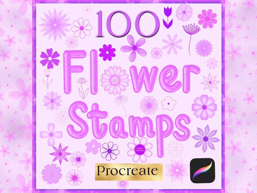 100 Procreate Flower Stamps procreate Floral Stamps Doodle Etsy