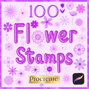 100 Procreate Flower Stamps |Procreate Floral Stamps| Doodle Hearts| Procreate Brushset| Instant Digital  Download| Flower Stamps| Botanical