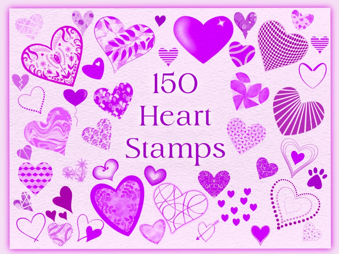 150 Heart Procreate Stamps,procreate Heart Stamps Valentine Heart Stamp