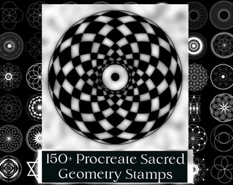 150+ Procreate Geometry Stamps, Procreate Sacred Geometry Stamps, Circle Geometry, Flower of Life, Geometric Shape Tattoos, Geometric Shapes