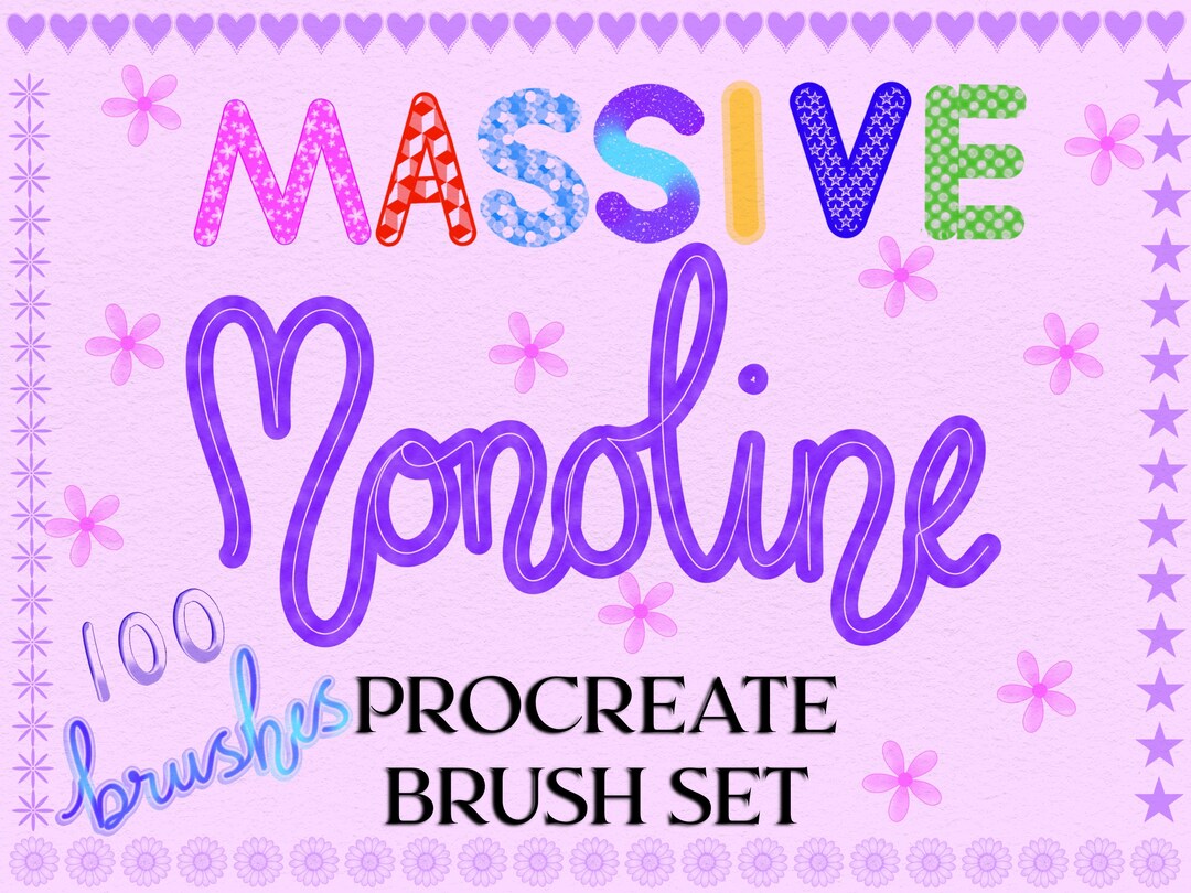 Procreate 100 Monoline Brushes Procreate Lettering Brushes Etsy