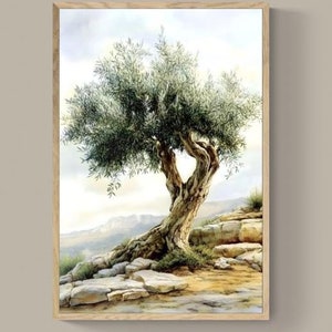 Palestine Olive Tree Painting, Middle Eastern Decor, Art Print
