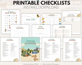 Printable Camping Planner, Checklist, Meal Planner (Digital Download)