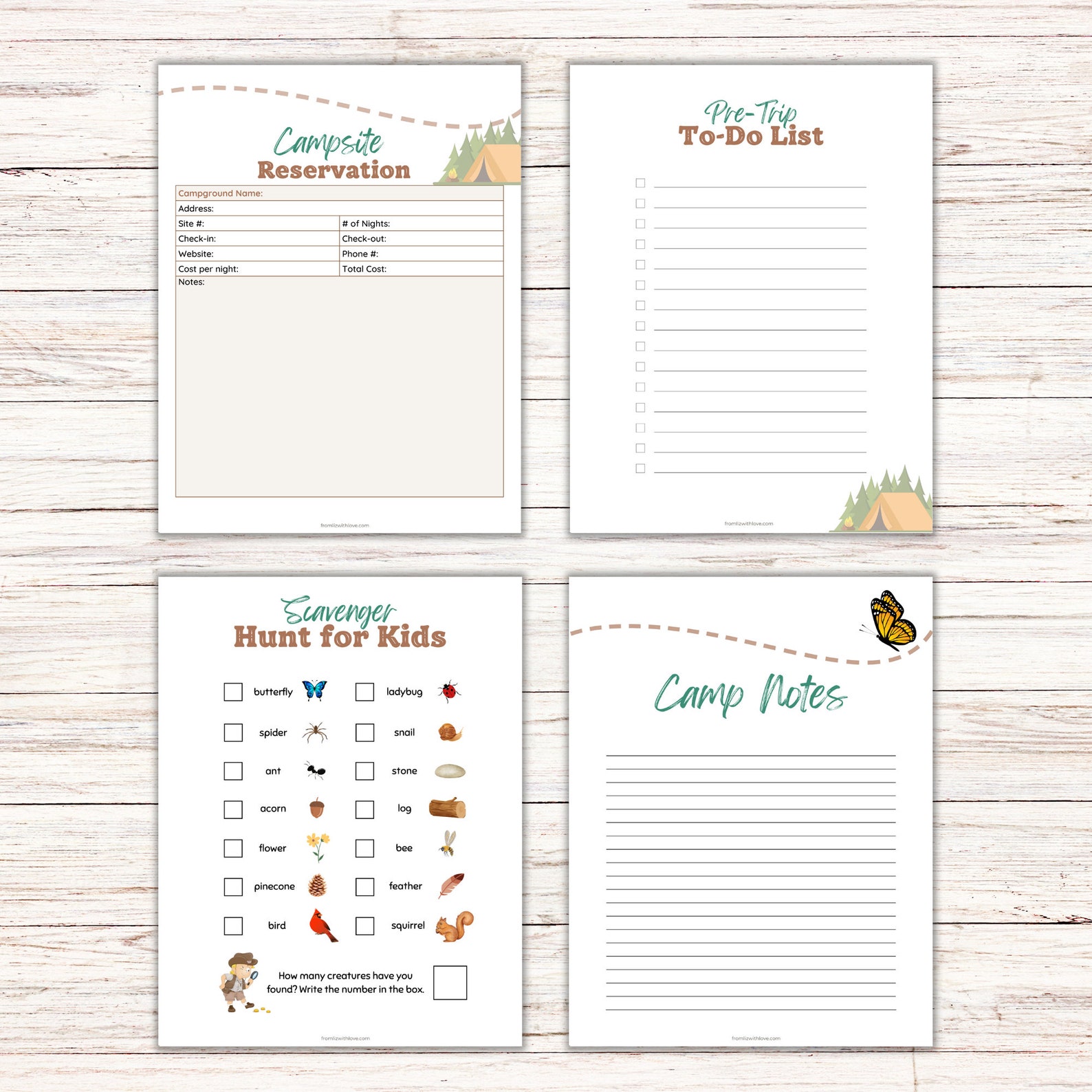 Printable Camping Planner, Camping Checklist, Camping Planning Pages ...