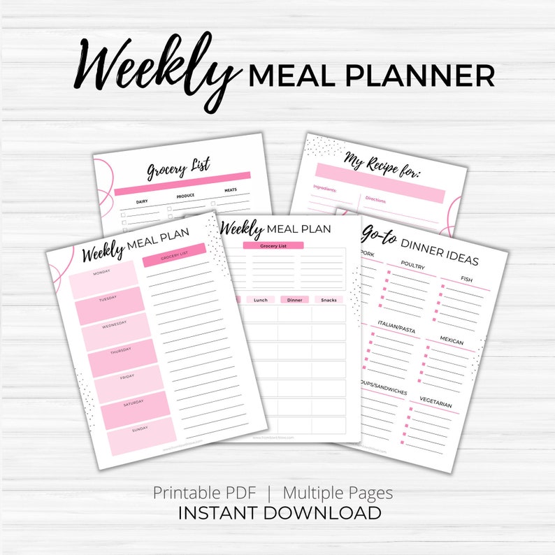 Weekly Meal Planner Meal Planning Printable Meal Tracker Meal Planner ...