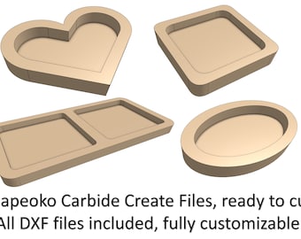 Pliki DXF Shapeoko Droptray, Heart, His/Hers, Oval – Carbide Create Templates do obróbki drewna CNC