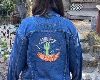 Upcycled New Riders of the Purple Sage Hand Embroidered Denim Jacket - L