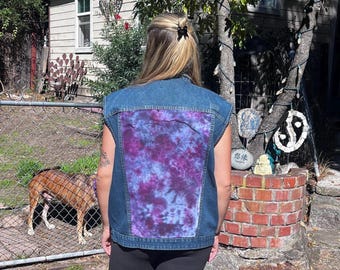 Upcycled Grateful Dead Tie Dye Denim Vest  - L