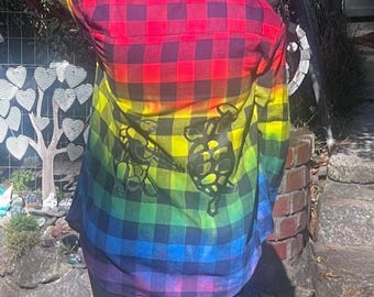 Upcycled Grateful Dead Tie dyed Flannel with Terrapins - XL