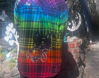 Upcycled Grateful Dead Tie dyed Flannel with Wolf - XXL