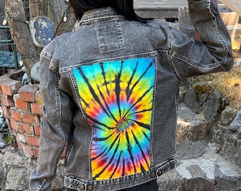 Upcycled Grateful Dead Tie Dye Denim Jacket  - S