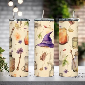 Witchy Collage Witchcraft Mystic 20oz Skinny Straight Tumbler Wrap Sublimation Seamless Digital Paper Tile 300DPI Download digitale istantaneo