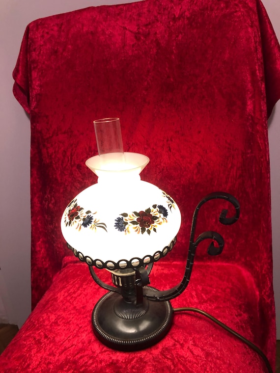 Stehlampe, Standleuchte ,Tischlampe Vintage mit bunten Blumen und Verzierungen
