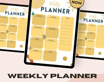 Undated Weekly Planner, Monthly Digital Planner, Goodnotes Template, iPad Planner,  2024 Planner, Minimalist, Beige