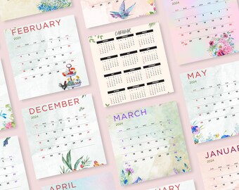 2024 Planner, Monthly Planner, 2024 Calendar,Print at Home Pdf, Monthly Calendar, Instant Download Pdf, 2024  Minimal