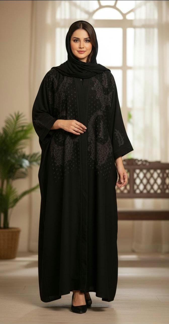 open lace back dress Abaya for Women Muslim UK Bohemian Cocktail Dresses Ramadan Dress Cotton  Linen Long Sleeve Robe Muslim Festival Party Evening Sun Dress Women Muslim main image 1