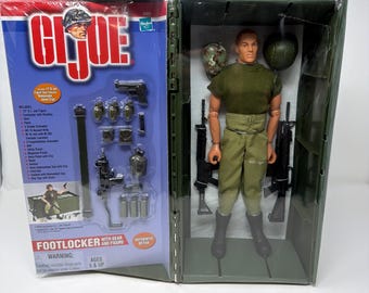 Figura de acción vintage de GI Joe, un auténtico héroe estadounidense, de 12 pulgadas, de Hasbro Army Footlocker con equipo y figura.