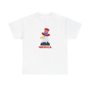 Patriottisch adelaar-T-shirt met Uncle Sam-hoed, 4 juli-shirt, USA Pride T-shirt, Americana-merchandise, kleding Independence Day