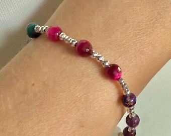 Bransoletka z koralików z kamieni szlachetnych, bransoletka z koralików z tygrysiego oka, bransoletka z koralików z kamienia księżycowego, bransoletka z koralików z hematytu, bransoletka z jaspisu, elastyczna bransoletka