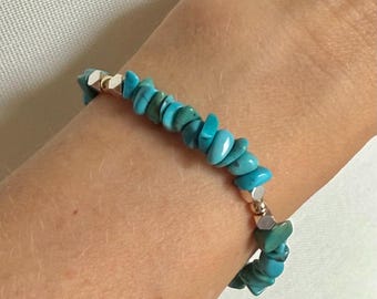 Bransoletka z koralików z turkusu, bransoletka z koralików z turkusu, bransoletka z kamieni szlachetnych, bransoletka z hematytu, elastyczna bransoletka