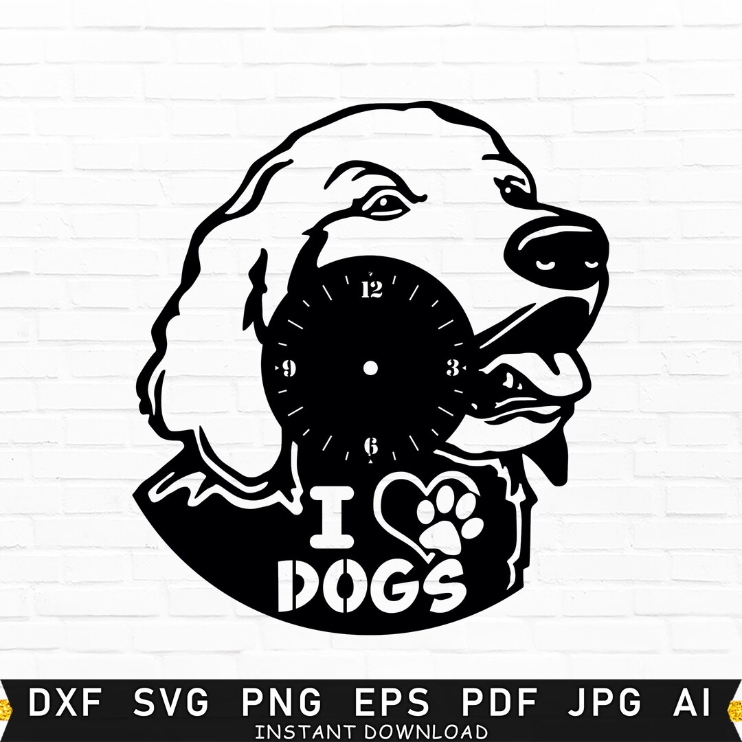 Cute Dog Clock DXF Clock Dxf Files Wall Clock Svg File for Etsy