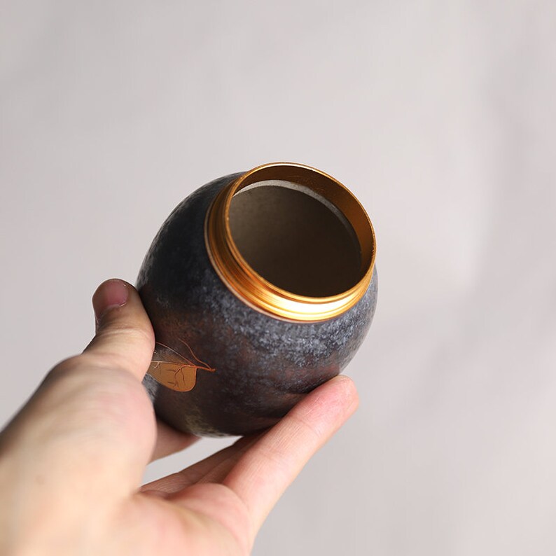 Creative Gold Leaf Ceramic Tea Canisters With Aluminum Alloy Lid Etsy Australia