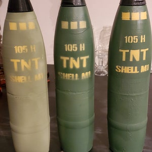 Fake 3D printed plastic artillery shell round Howitzer NATO 105mm HE  Mezeriinii