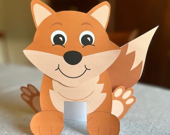 3D Paper Fox Craft, Woodland Animal Party Decoration (Digital Download)