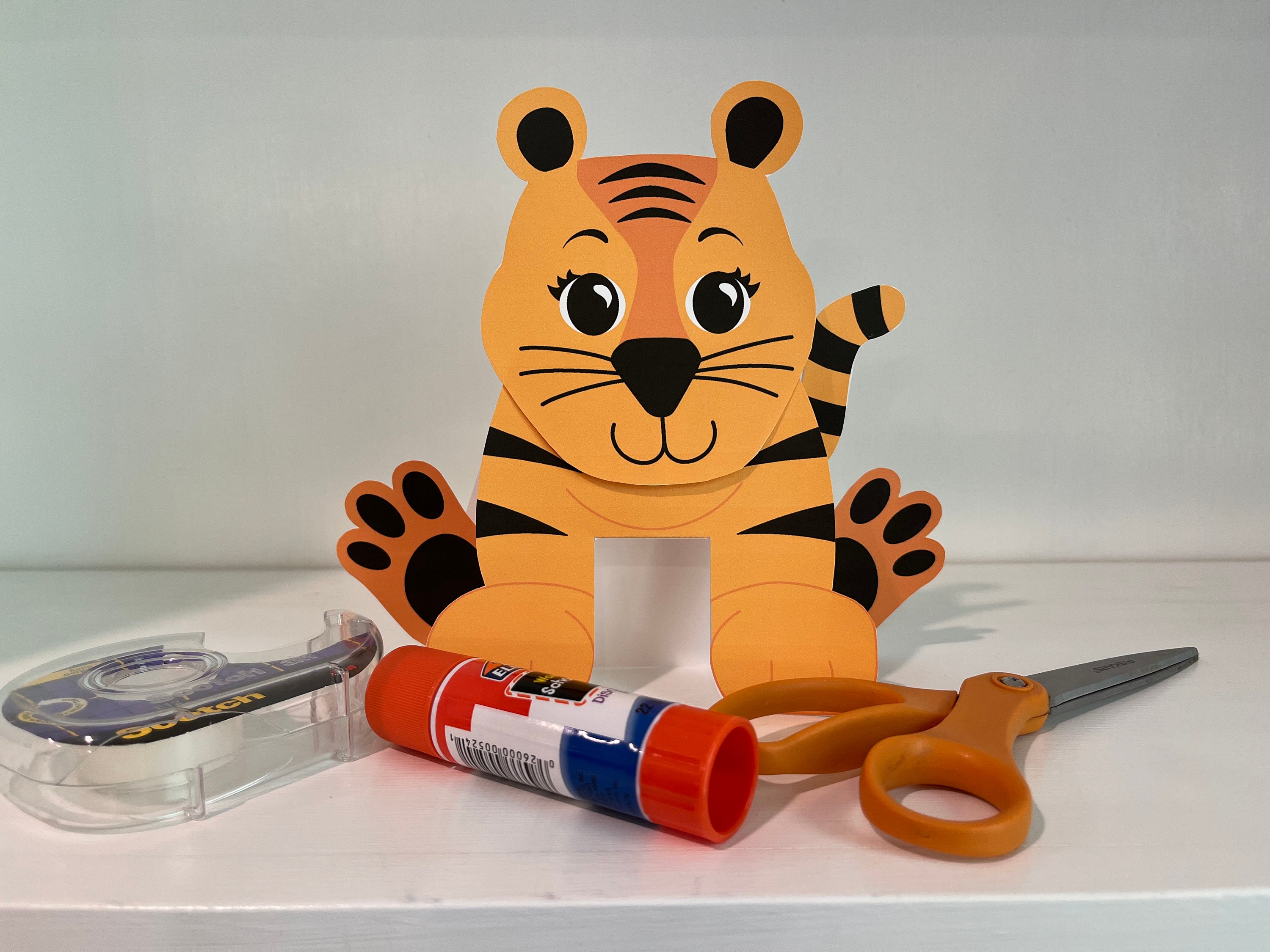 Tiger Printable 3D Craft Activity for Kids , Digital Download Craft