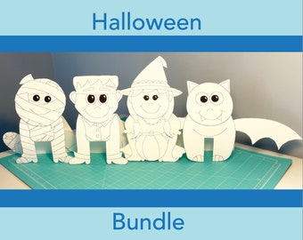 Printable Paper 3D Halloween Ausmalen Bastelaktivität für Kinder