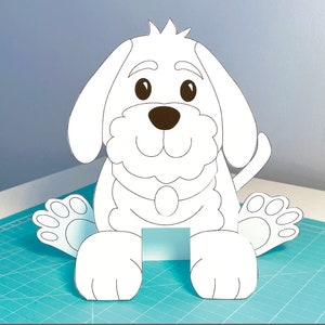 Puppy hond afdrukbare kleuractiviteit voor kinderen, digitale download kleuren, eenvoudig papierwerk, regenachtige dag kinderactiviteit, puppy hond feestdecor