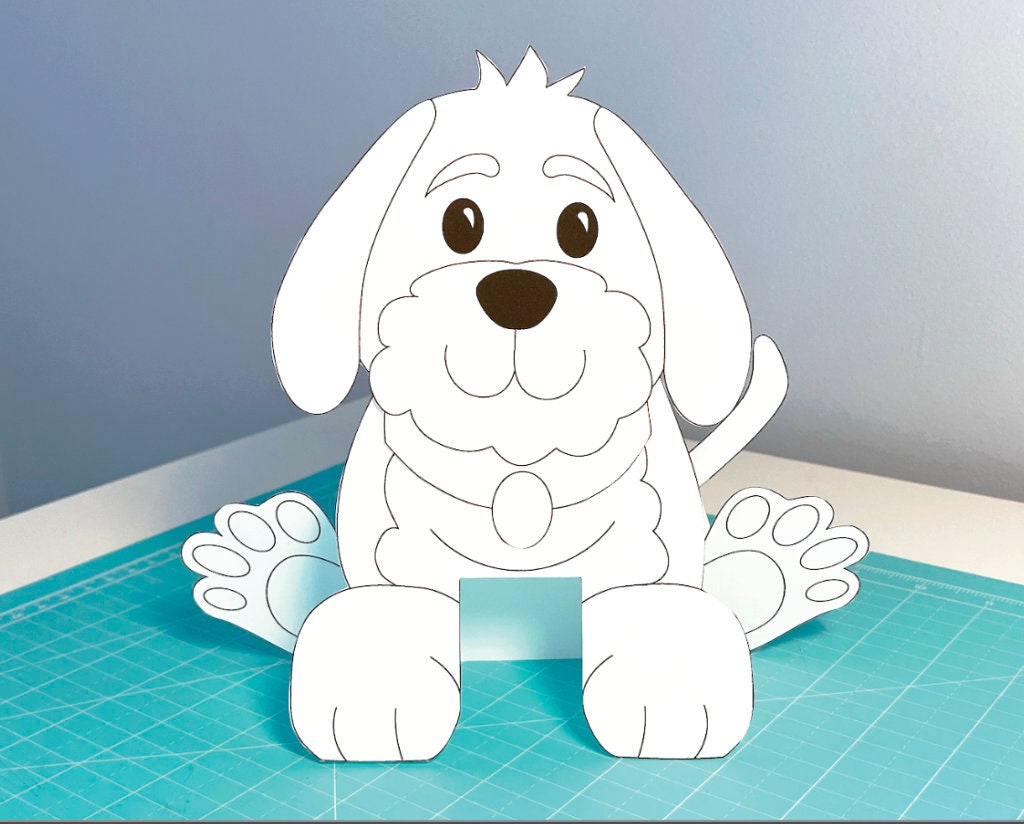 Puppy dog printable coloring activity for kids, digital download coloring, easy paper craft, rainy day kids activity, Puppy dog party decor