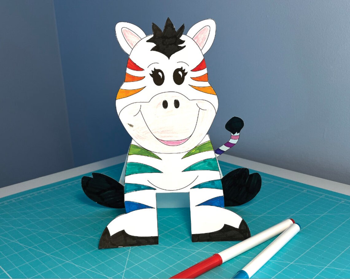 Zebra Paper Craft, Printable Coloring Activity for Kids (digital ...