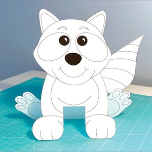 Raccoon printable coloring activity for kids, digital download coloring, easy paper craft, rainy day kids activity, 3D craft, Woodland part