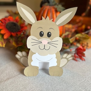 Hase druckbare 3D Bastelaktivität für Kinder, Waldtiere 3D Party und Dusche Dekoration, einfach zu machen Kinder Bastelset