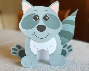 3D Paper Raccoon Craft, Woodland Party Decoration (Digital Download)