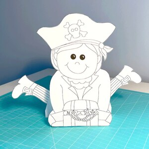 Pirate printable craft activity for kids, digital download coloring, easy paper craft, rainy day kids activity, Pirate birthday decorations