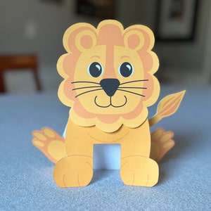 Atividade artesanal 3D para impressão de leão, decoração de festas e chuveiros