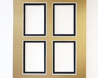 Metallisches Doppelpassepartout für 4 Fujifilm Instax Mini Fotos (ohne Rahmen)