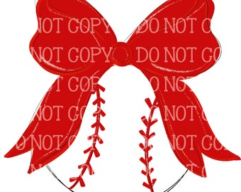 Red Bow Baseball Sublimação Digital Download PNG